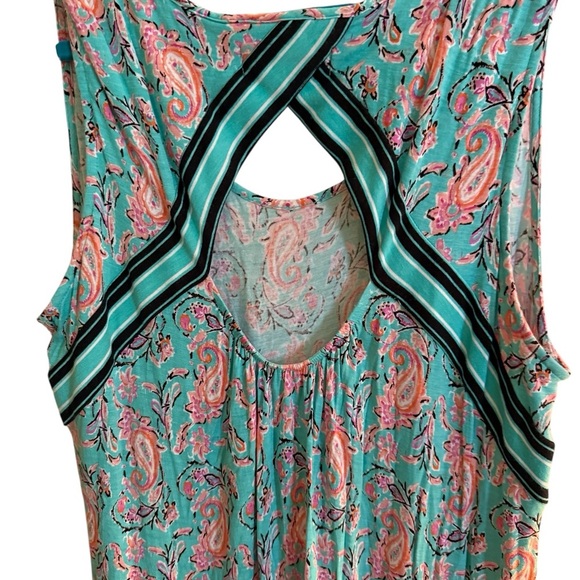 Ellen Tracy Sleeveless Paisley Dress | Size Large | Keyhole Back - Picture 6 of 11